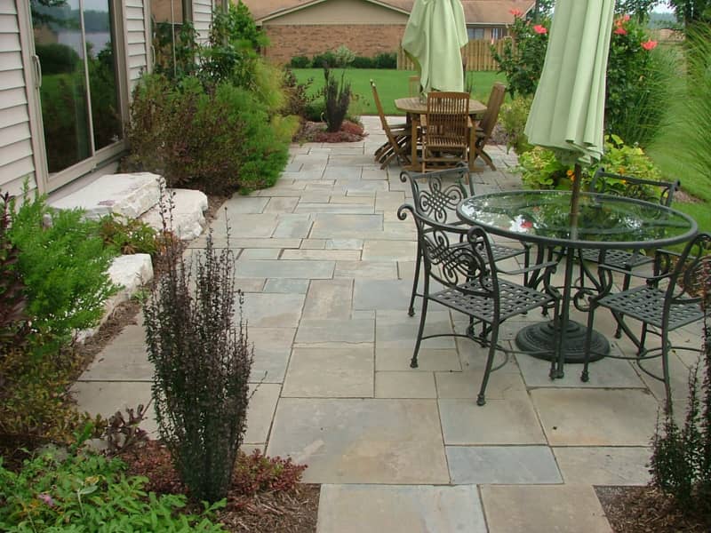 backyard patio with stone